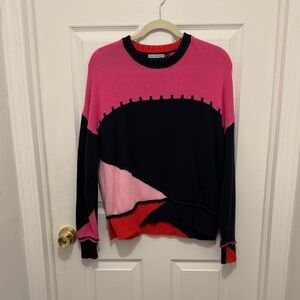 Chic Pink and Black Colorblock Sweater